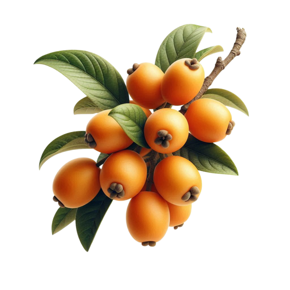 Ripe Loquat Fruit Cluster Hanging png