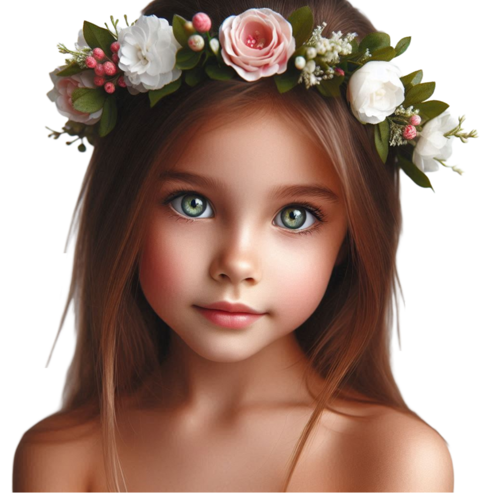 Girl with a Flower Crown Looking at the Camera png