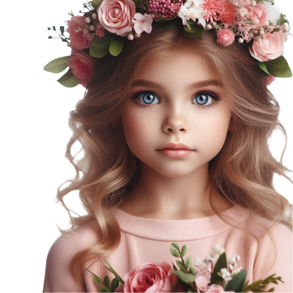 Portrait of a Young Girl with Floral png