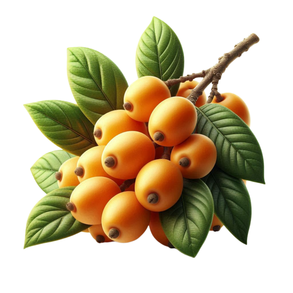 Fresh Loquat Fruit with Green Leaves png