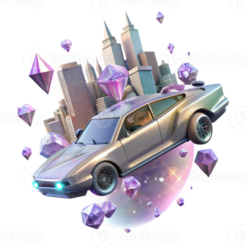 extraordinary rustic Flying Car Transparent with City Background genuine png
