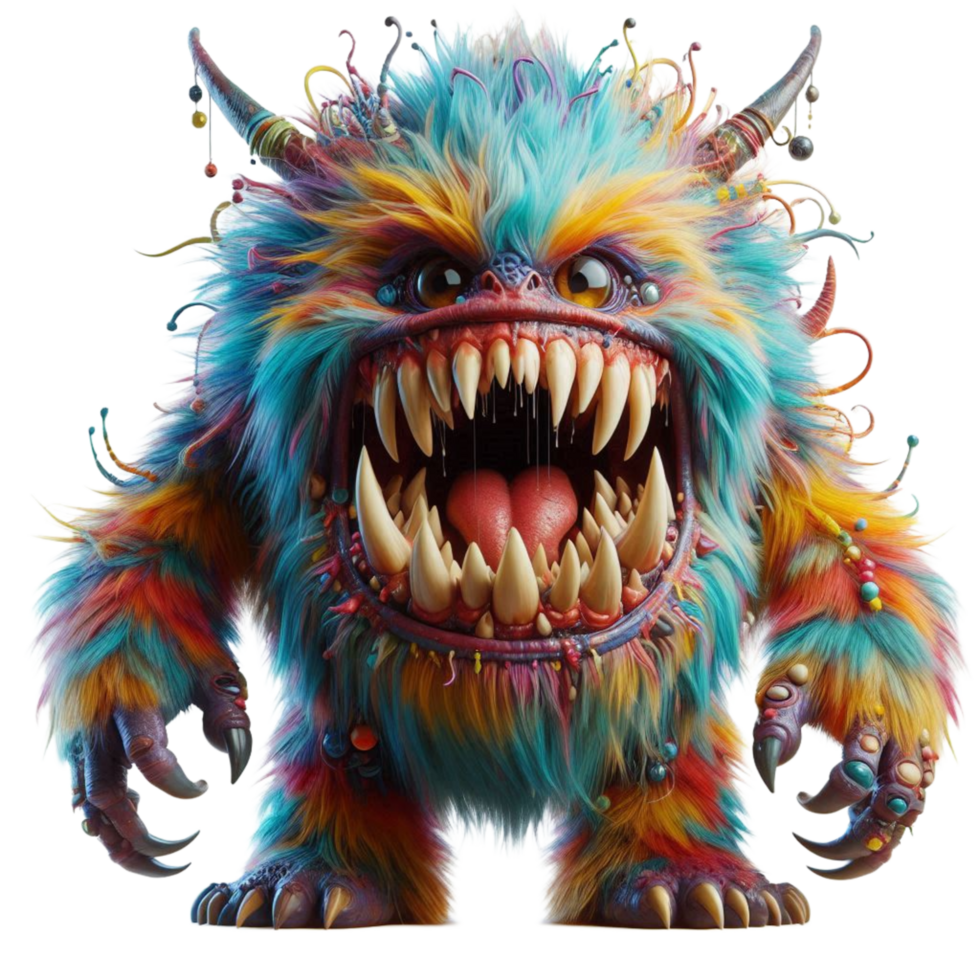 Colorful Furry Monster with Sharp png