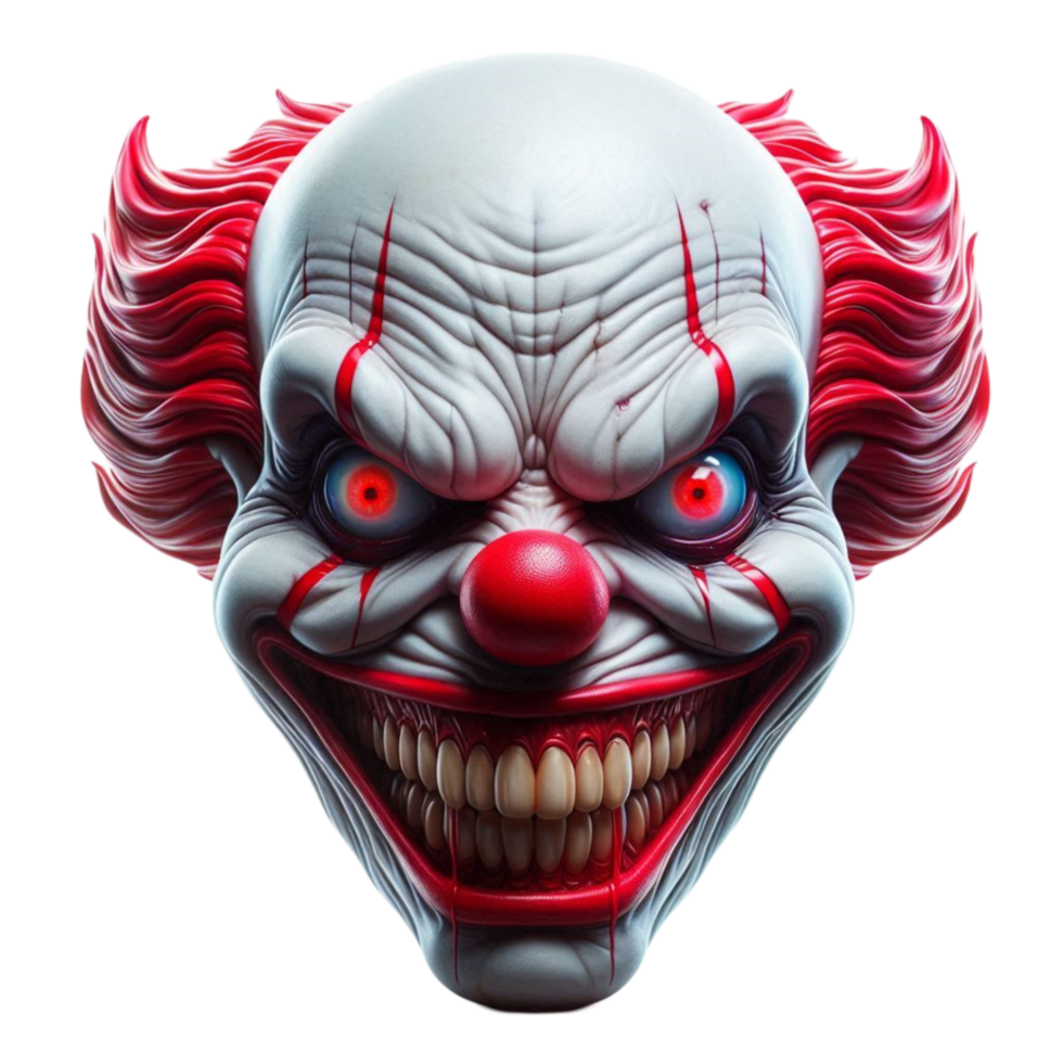 Scary Red-Eyed Clown Face png
