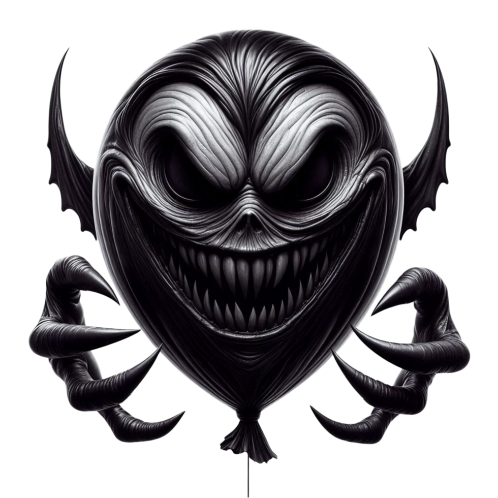 Black Evil Grinning Balloon with Arms png