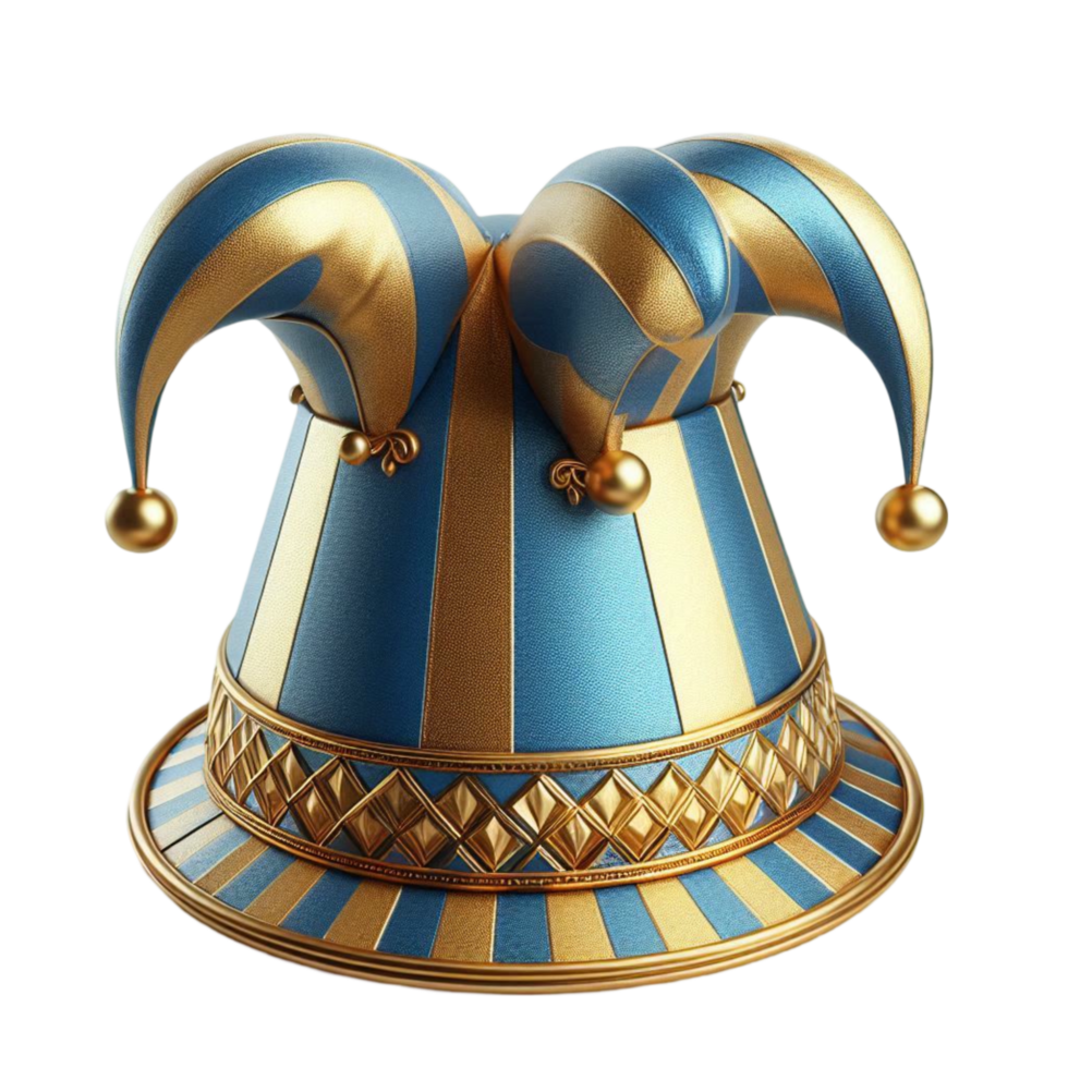 Blue and Gold Jester Hat png