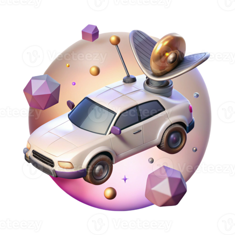 wonderful contemporary Flying Car with Antenna Array Cutout for Communication Systems detailed png