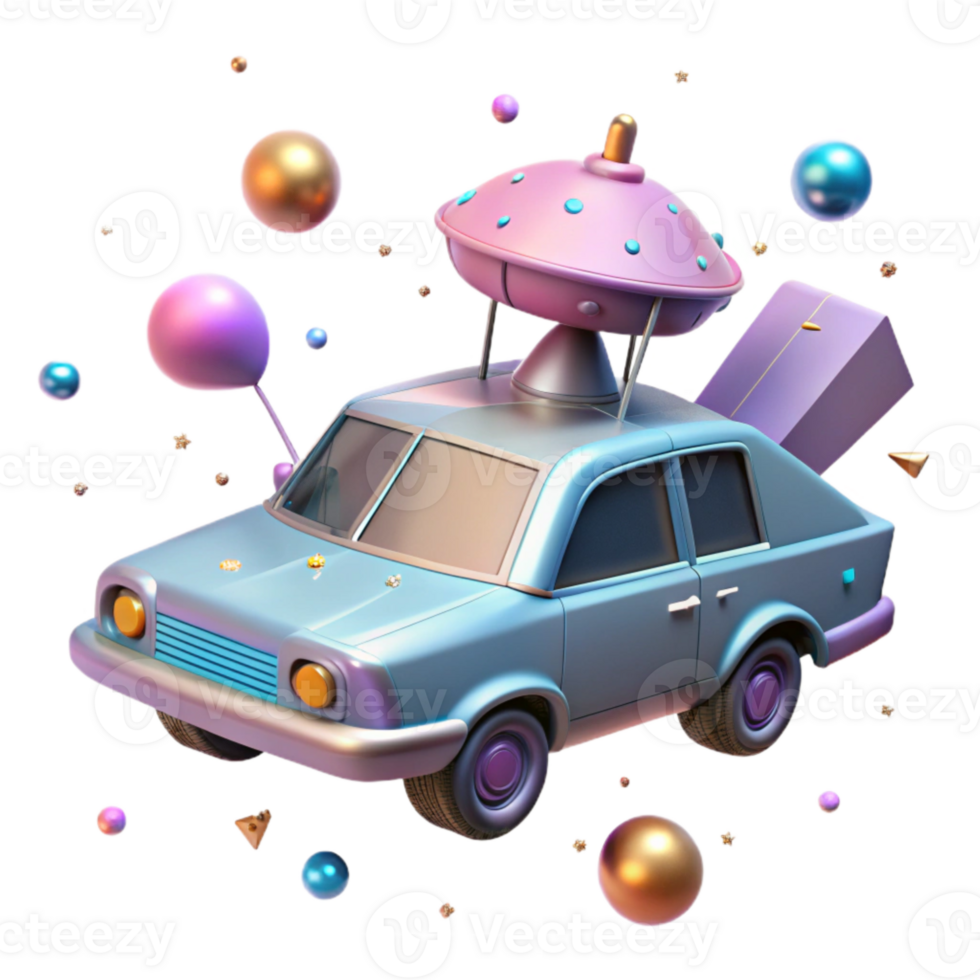elegant creative Flying Car with Antenna Array Cutout for Communication Systems high resolution png
