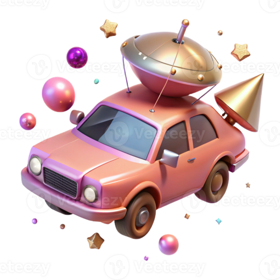wonderful artistic Flying Car with Antenna Array Cutout for Communication Systems high quality png