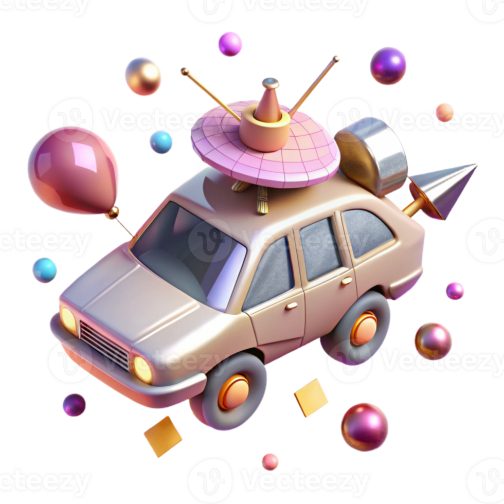 vibrant artistic Flying Car with Antenna Array Cutout for Communication Systems high resolution png