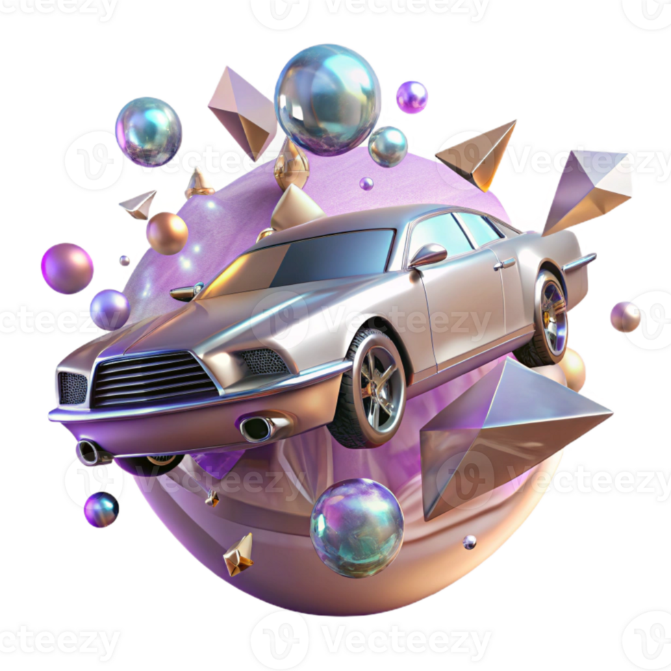 elegant rustic Flying Car with Chrome Finish Isolated for Luxury Appeal original png
