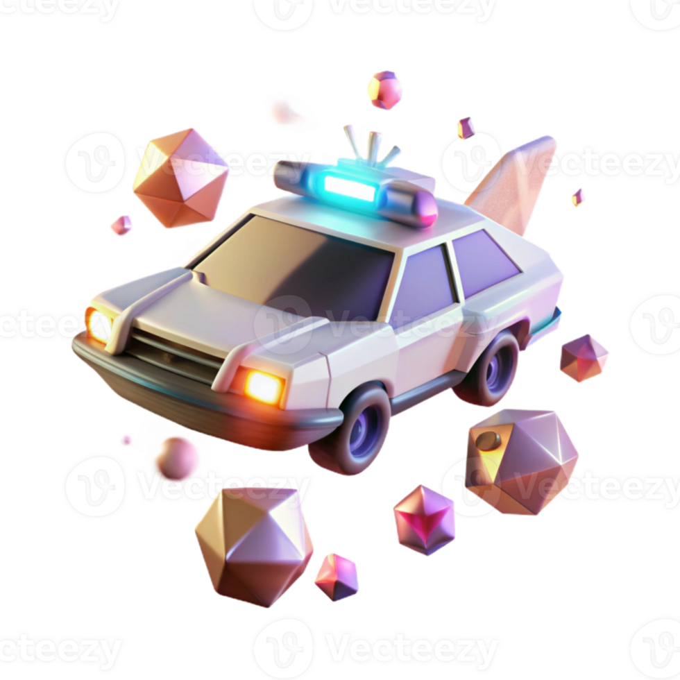 stunning classic Flying Car with Emergency Lights Cutout for Police Design high resolution png