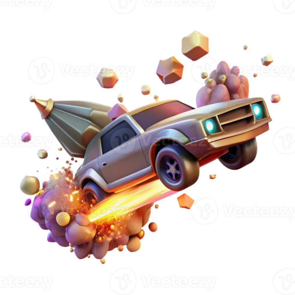 magnificent rustic Flying Car with Exhaust Flames Cutout for Speed and Power high resolution png