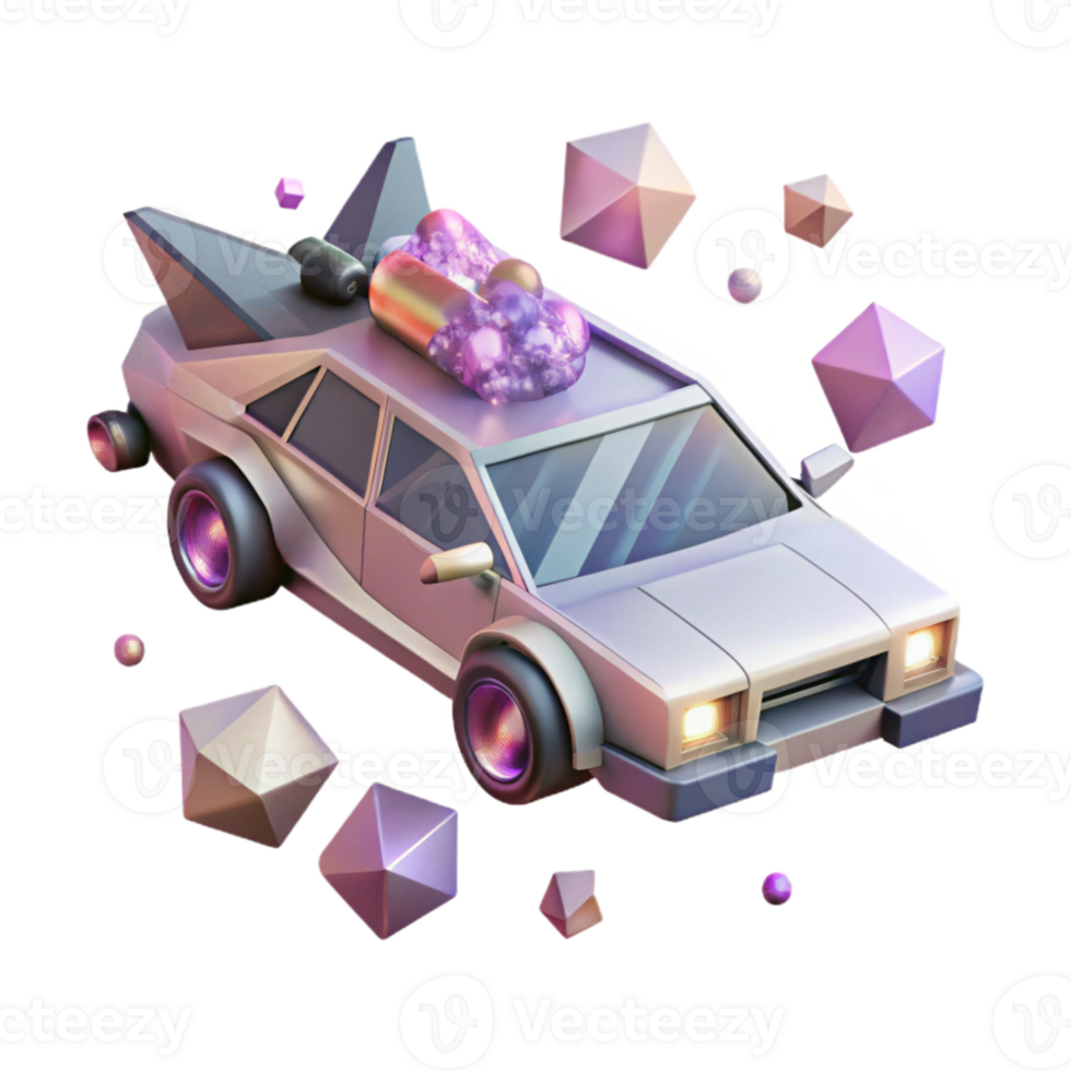 dramatic classic Flying Car with Geometric Patterns Transparent for Abstract Design genuine png