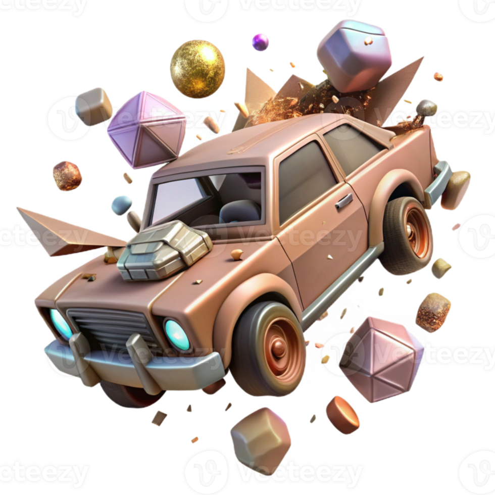dramatic modern Flying Car with Damaged Parts Cutout for Post Apocalyptic Scenes authentic png