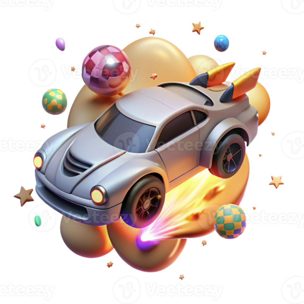 beautiful abstract Flying Car with Exhaust Flames Cutout for Speed and Power exclusive png