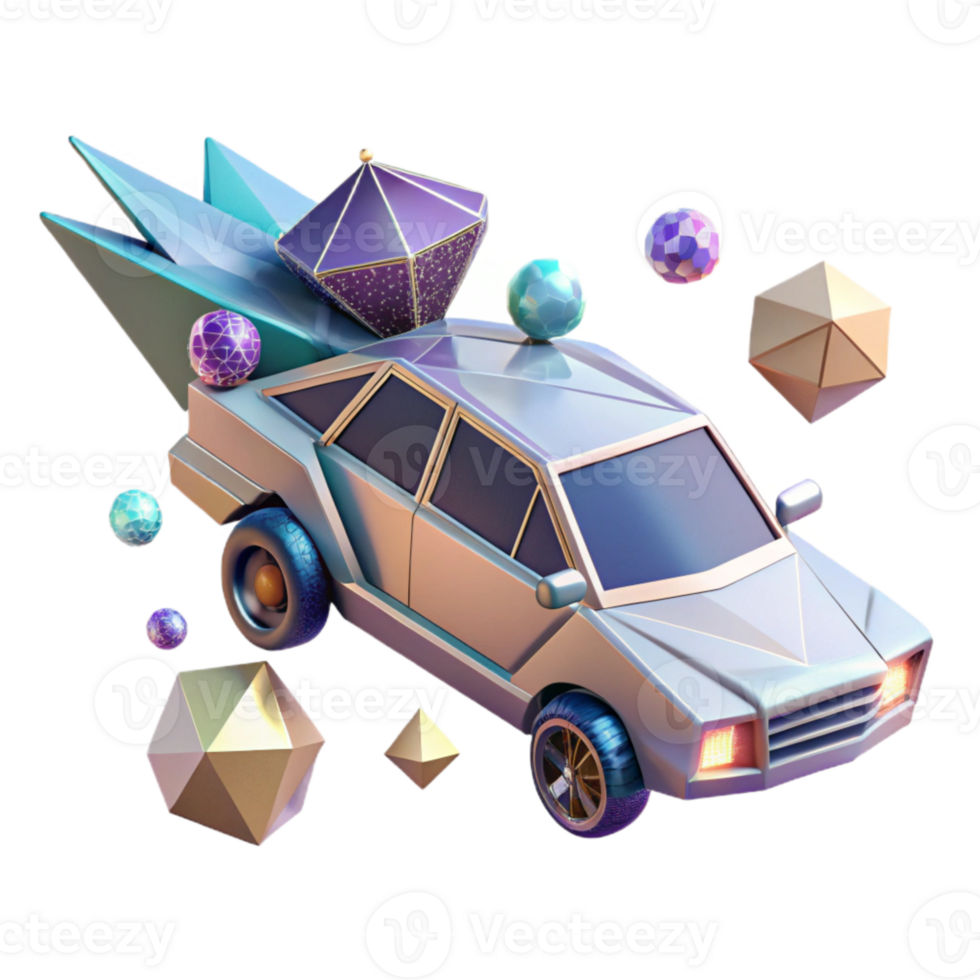 beautiful creative Flying Car with Geometric Patterns Transparent for Abstract Design professional png