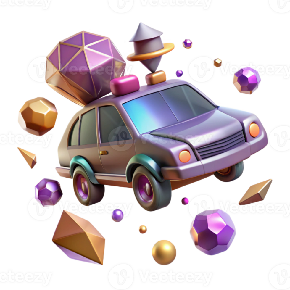 dramatic abstract Flying Car with Interactive Elements Isolated for Game Development high resolution png