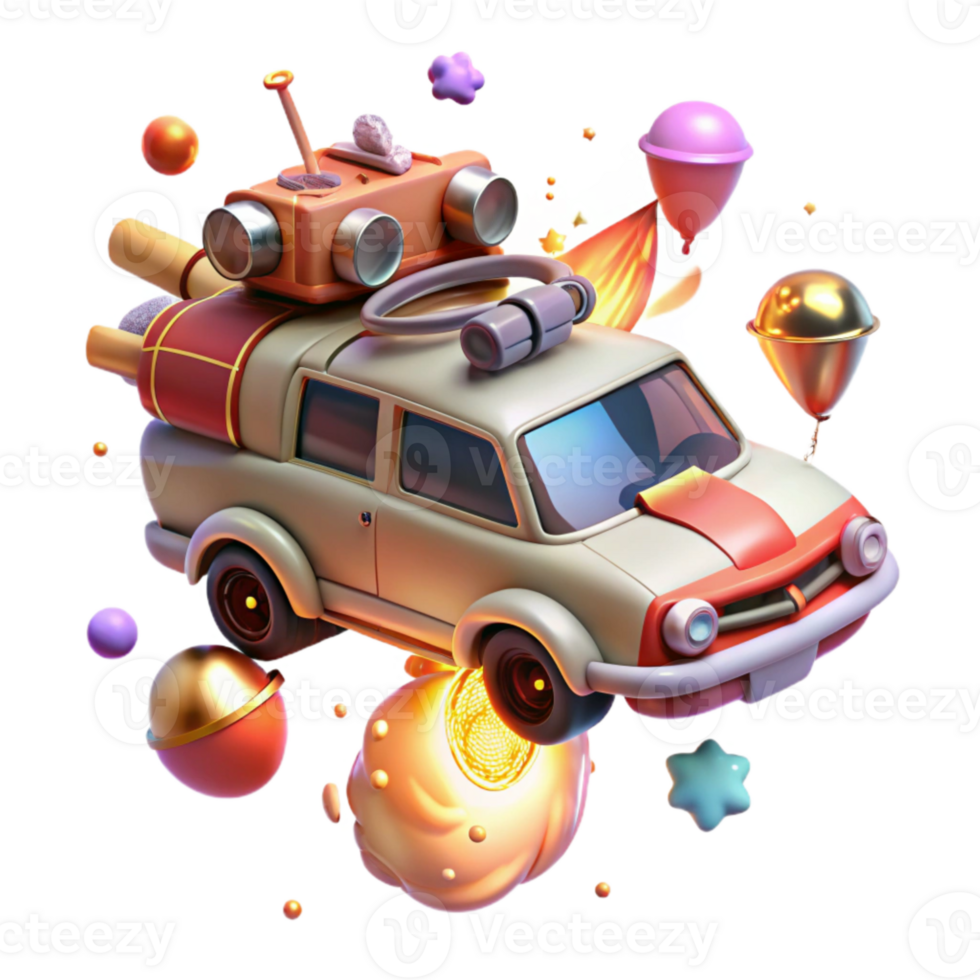 vibrant artistic Flying Car with Firefighting Equipment Transparent for Rescue Scenes png