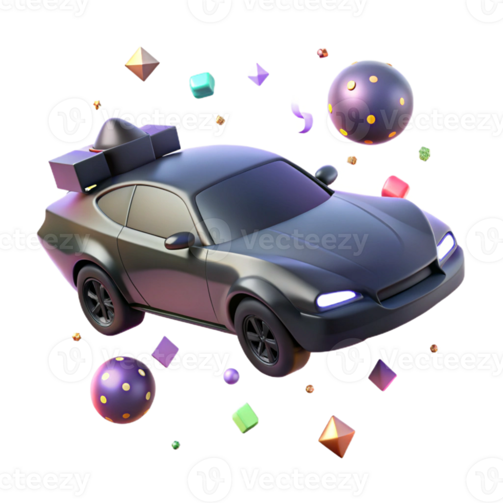 dramatic rustic Flying Car with Matte Black Paint Cutout for Stealth Design authentic png