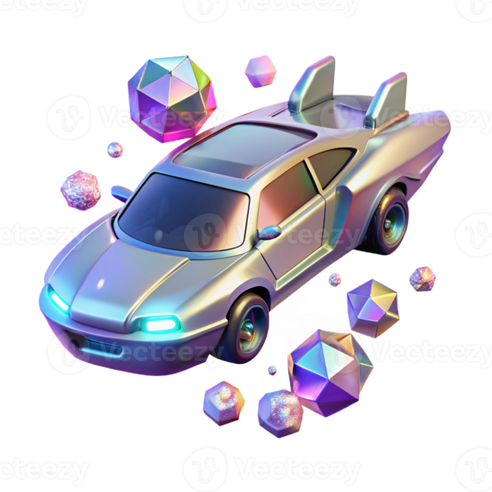 elegant vintage Flying Car with Holographic Display Transparent for Futuristic Ui detailed png