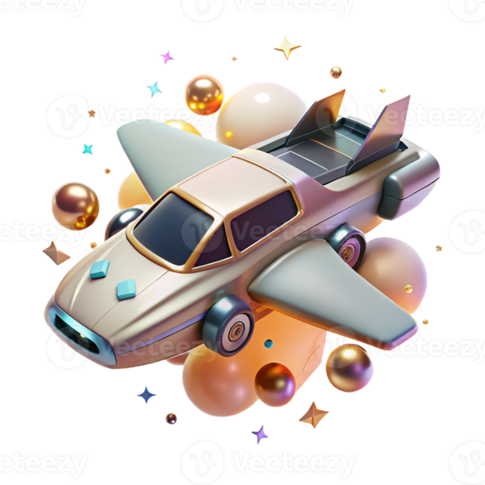 vibrant artistic Flying Car with Jet Engine Cutout for High Speed Flight exclusive png
