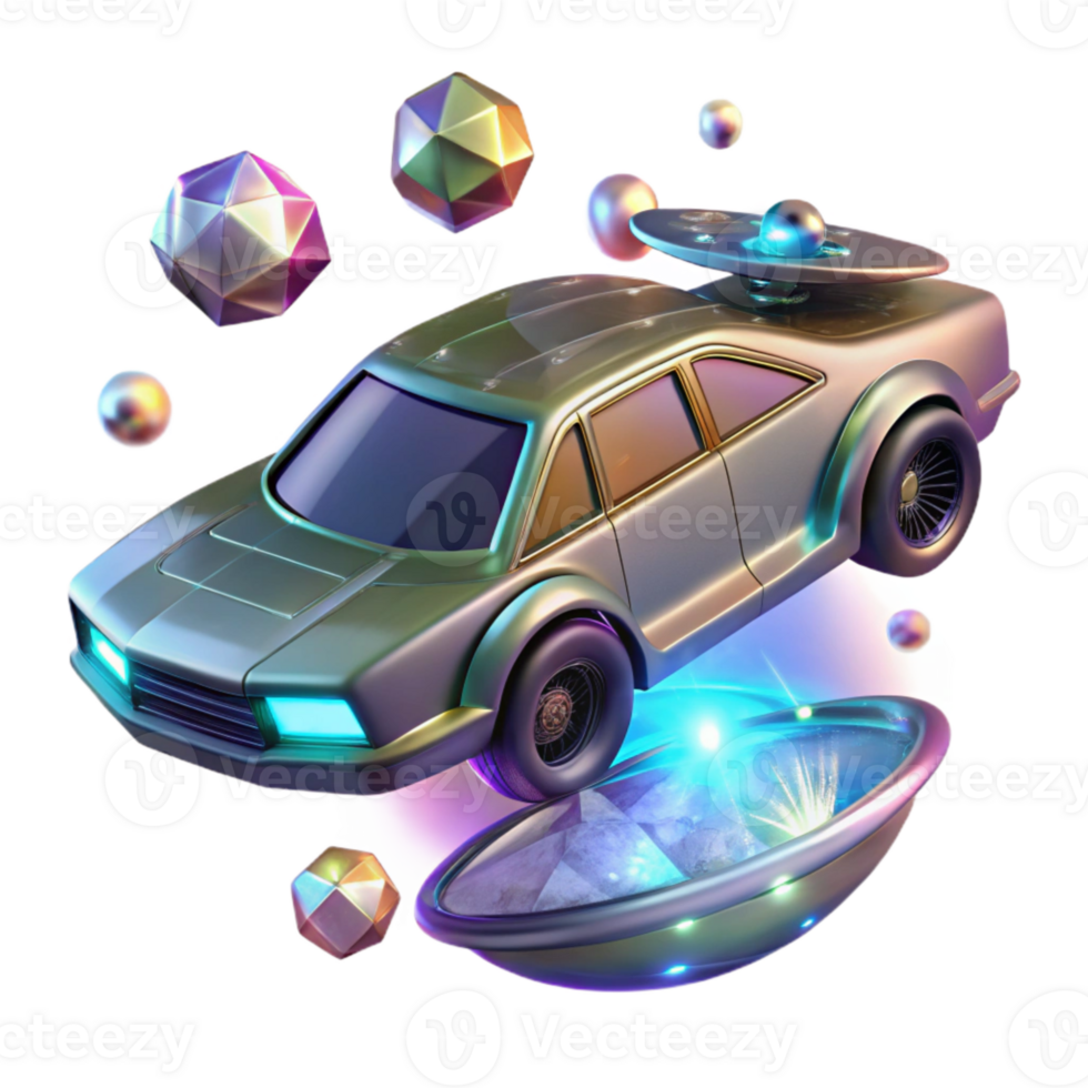 vibrant modern Flying Car with Holographic Display Transparent for Futuristic Ui high resolution png