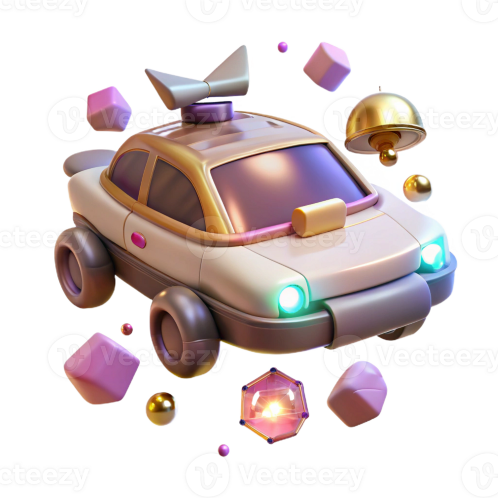 elegant classic Flying Car with Navigation Lights Cutout for Night Scenes high resolution png