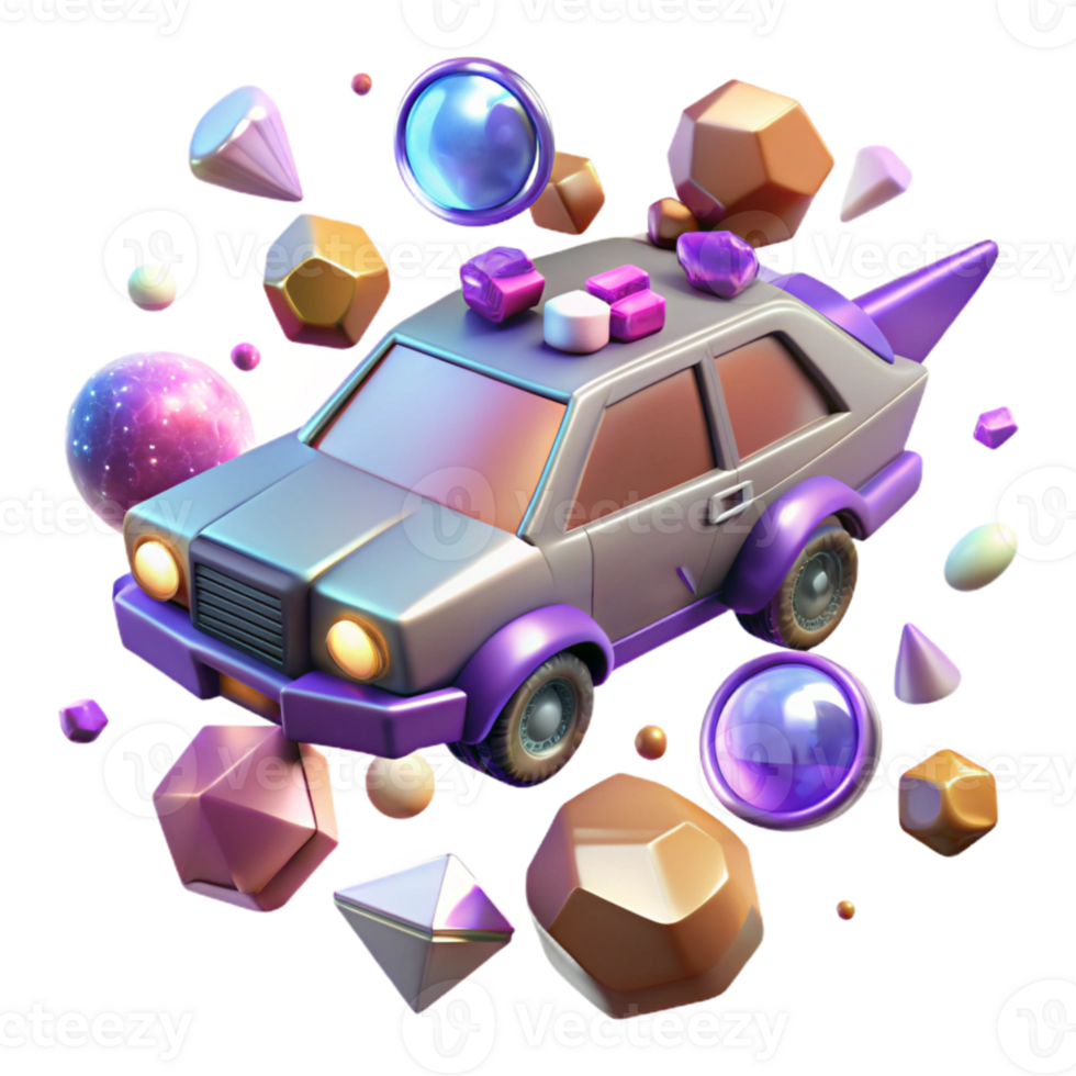 elegant modern Flying Car with Interactive Elements Isolated for Game Development professional png