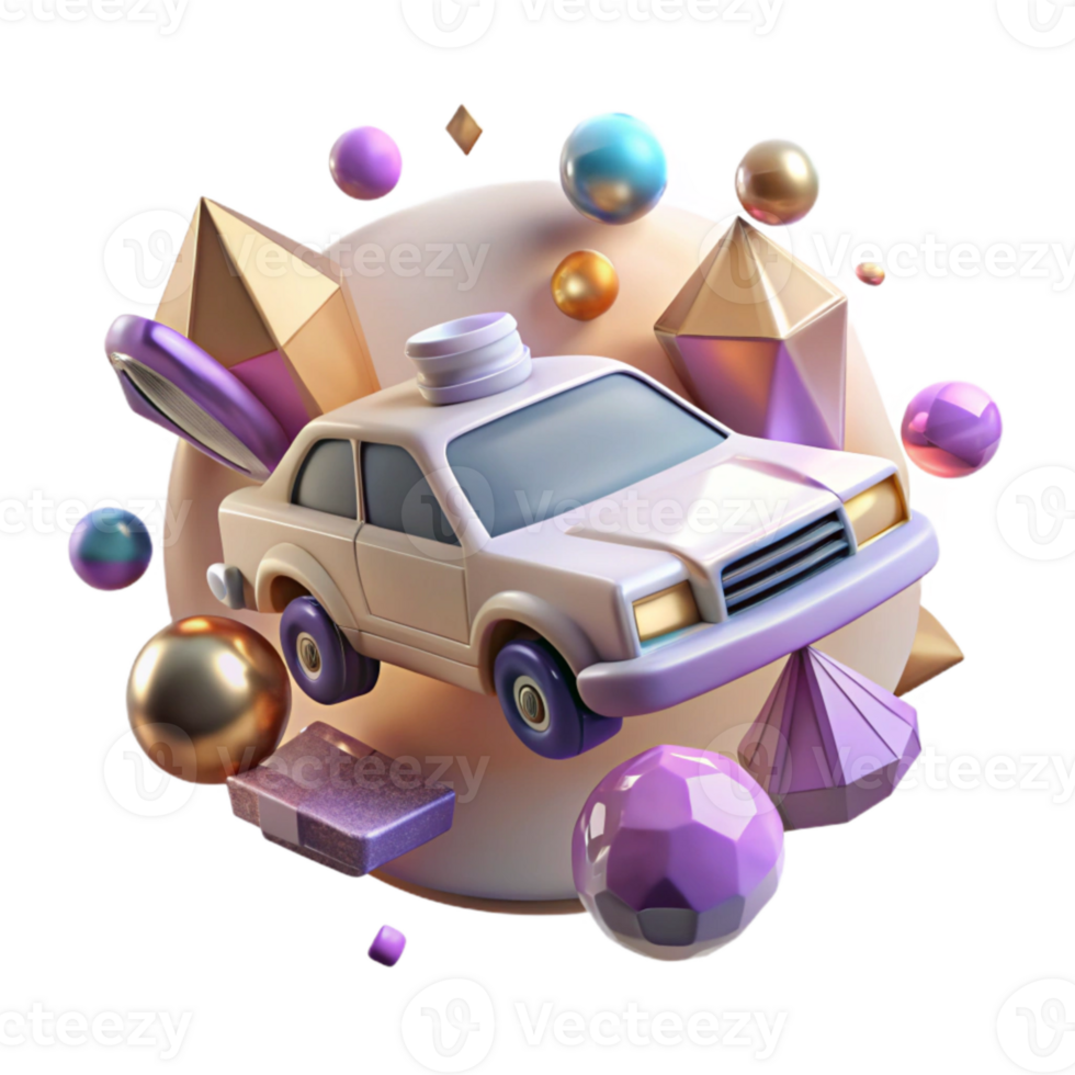 dramatic artistic Flying Car with Interactive Elements Isolated for Game Development premium png