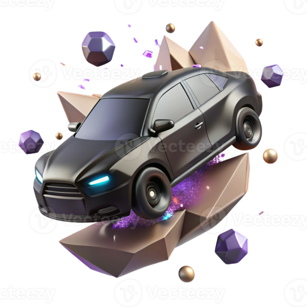 vibrant abstract Flying Car with Matte Black Paint Cutout for Stealth Design genuine png