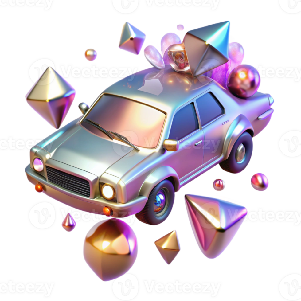elegant traditional Flying Car with Realistic Reflections Isolated for High Quality Renderings png