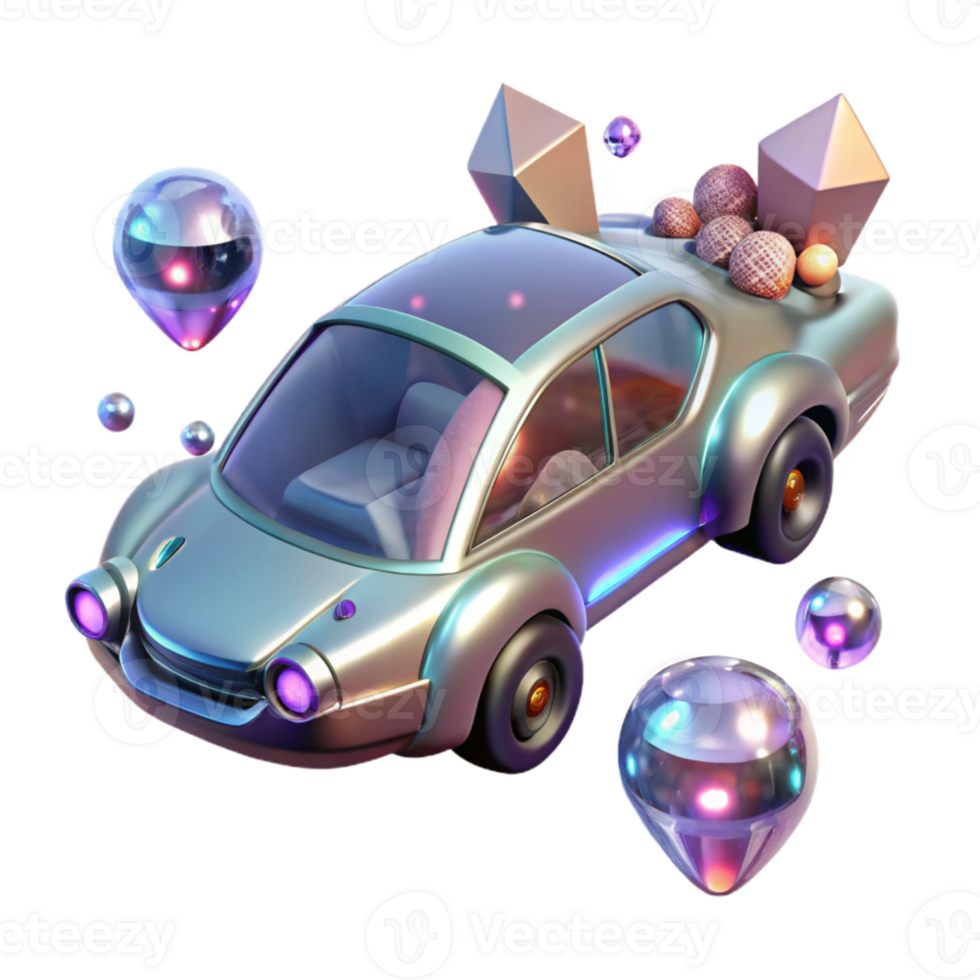 beautiful rustic Flying Car with Scenery Reflection Transparent for Realistic Design original png