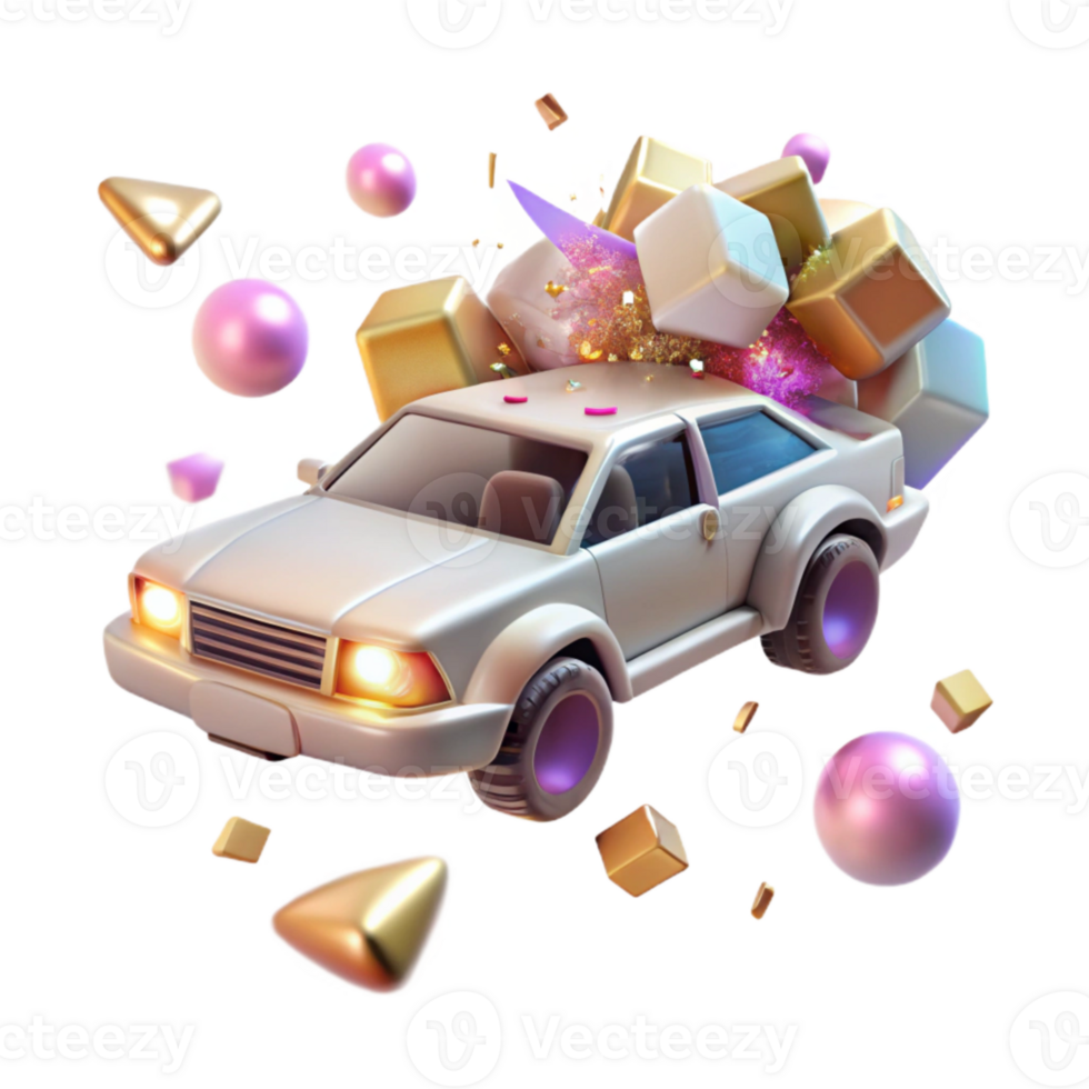 vibrant rustic Flying Car with Sound Effects Cutout for Multimedia Projects premium png