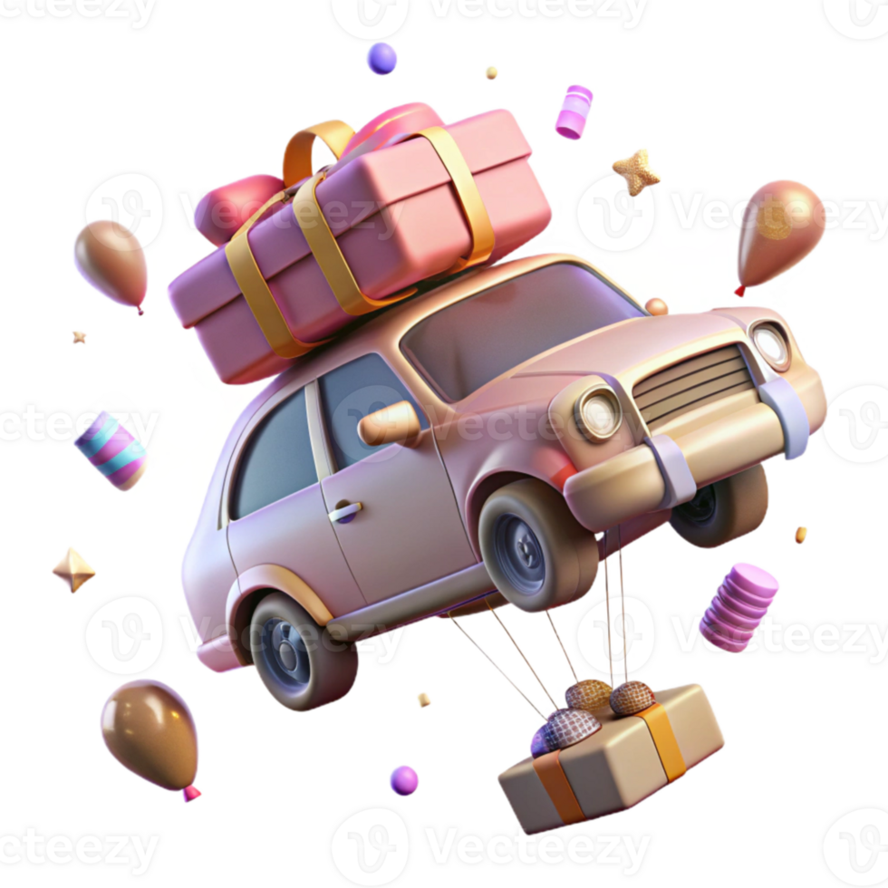 vibrant creative Flying Car with Tow Cable Isolated for Rescue Operations high resolution png
