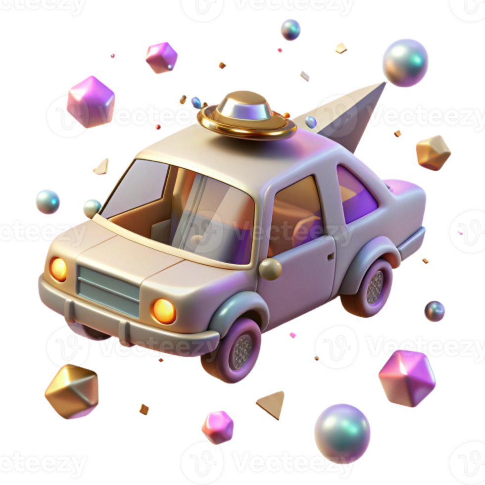 beautiful artistic Flying Car with Windshield Wipers Isolated for Detailing genuine png