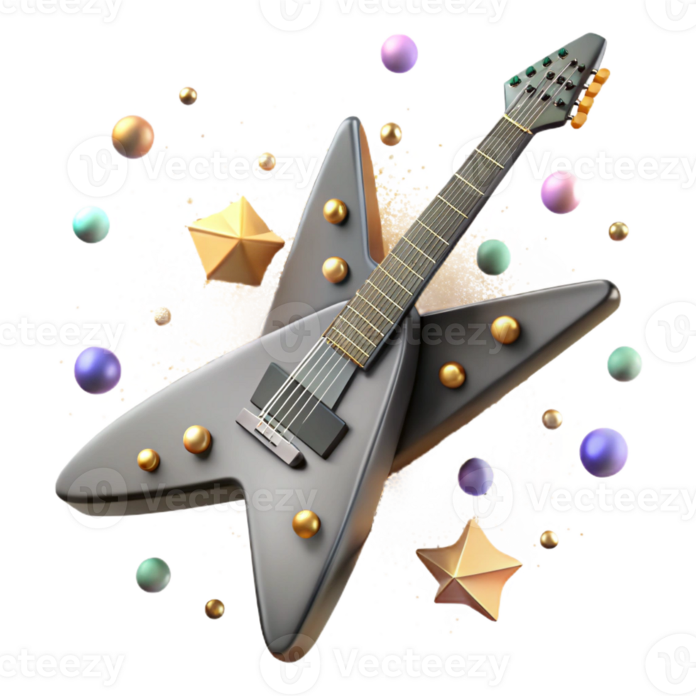 extraordinary artistic Flying V Guitar Silhouette Cutout for Rock Music Graphics png