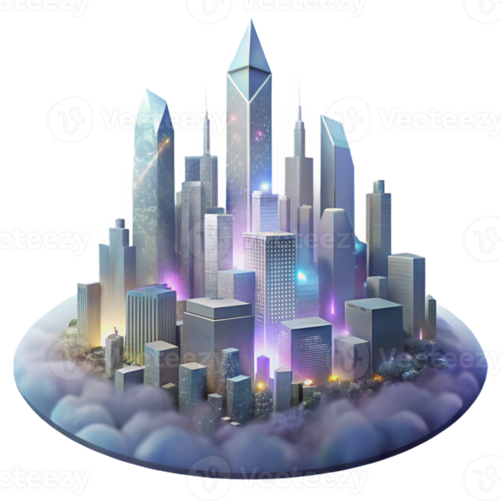 beautiful contemporary Foggy City Skyline at Night Transparent for Urban Landscapes exclusive png