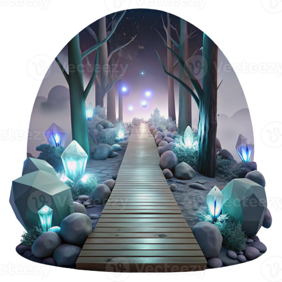 stunning abstract Foggy Forest Pathway in Moonlight Cutout for Mysterious ry professional png