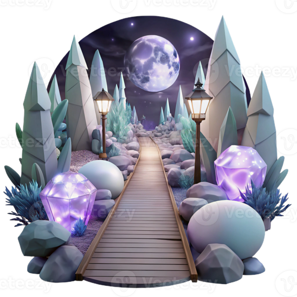 stunning artistic Foggy Forest Pathway in Moonlight Cutout for Mysterious ry high quality png