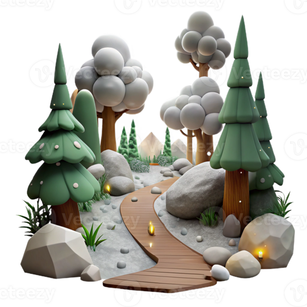 serene abstract Foggy Forest Trail with Trees Cutout for Adventure Scenes high resolution png