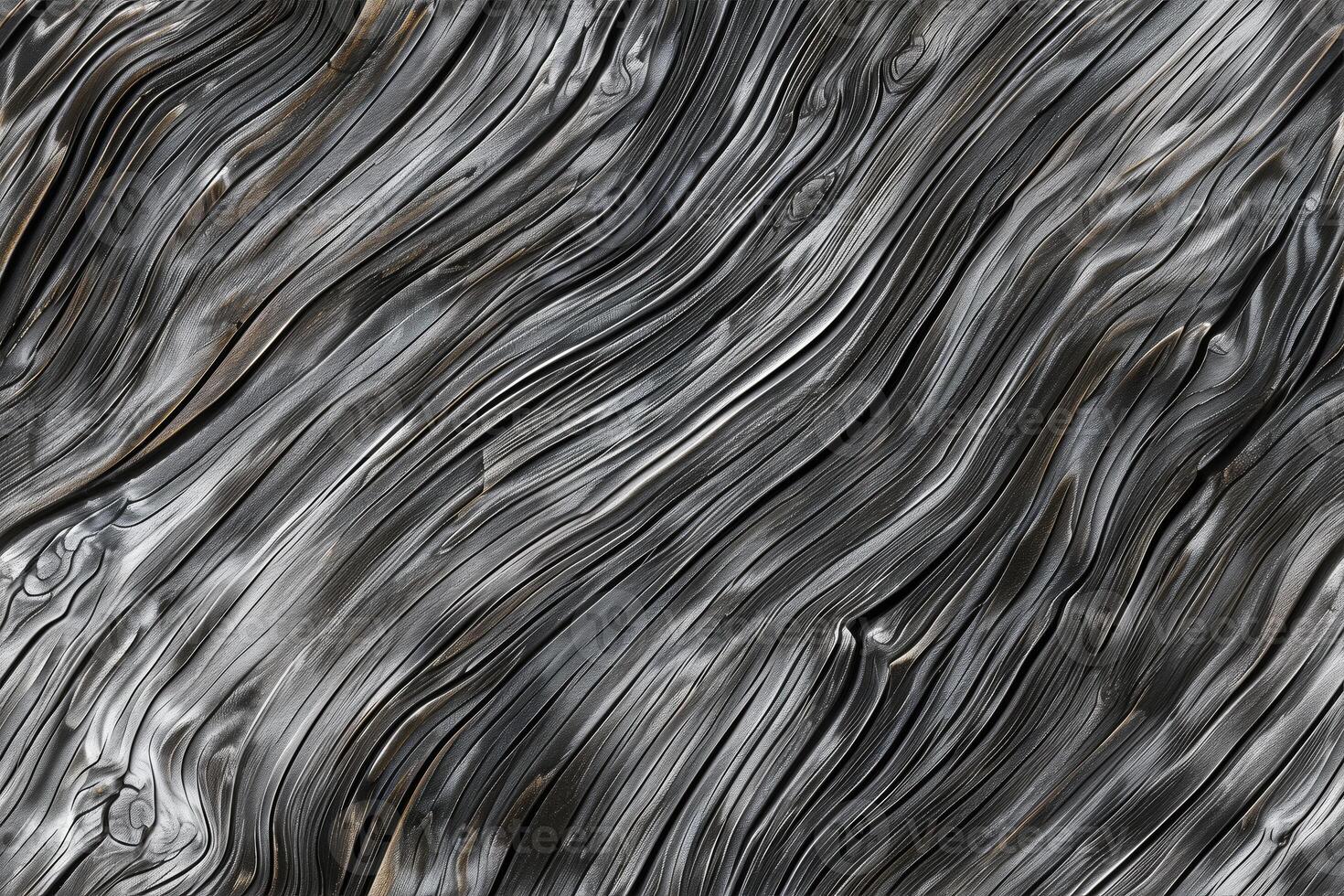 Textured wood gray surface with flowing, wavy patterns in shades of gray and black, resembling liquid metal or abstract art. photo