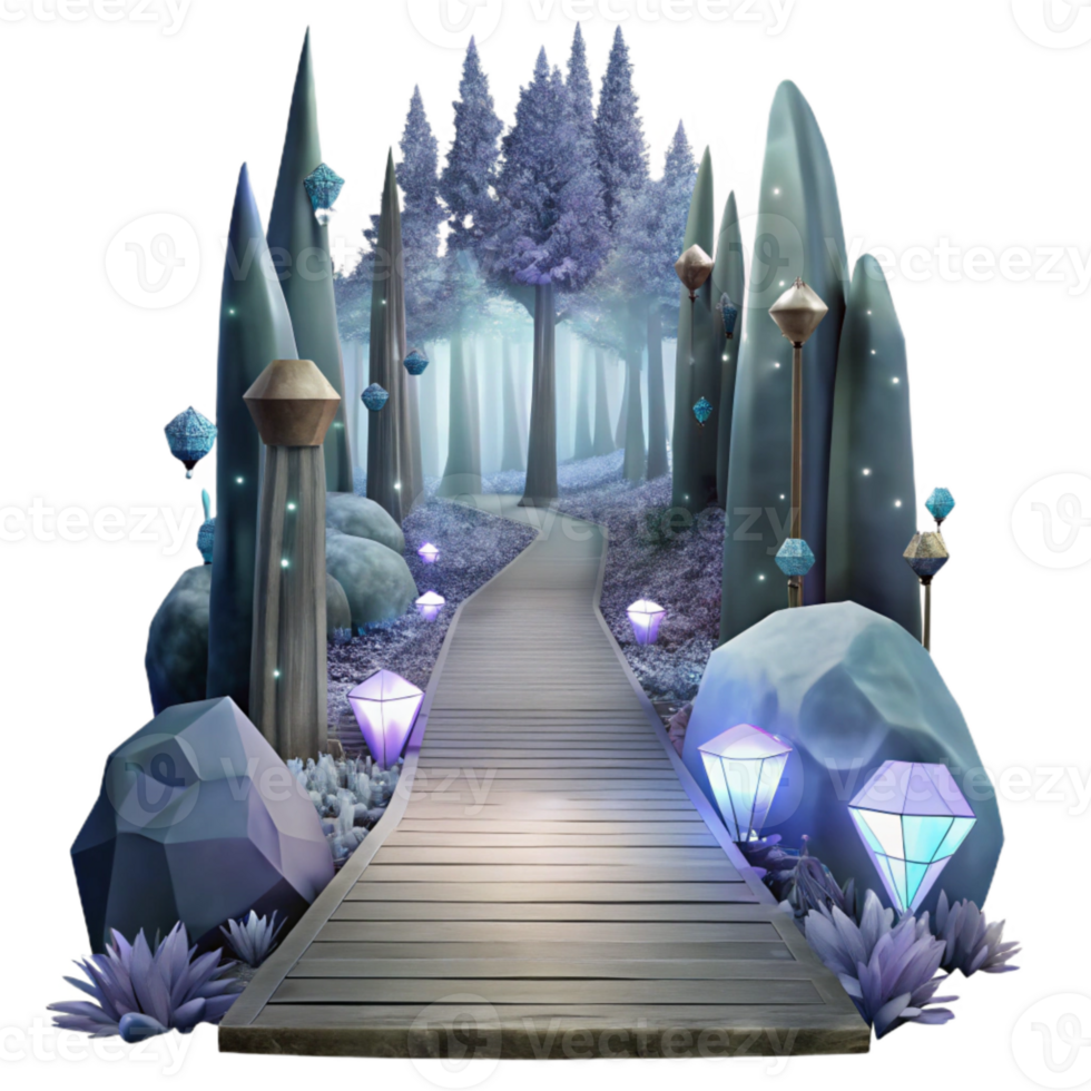 impressive abstract Foggy Forest Pathway Scene Cutout for Mysterious Art premium png