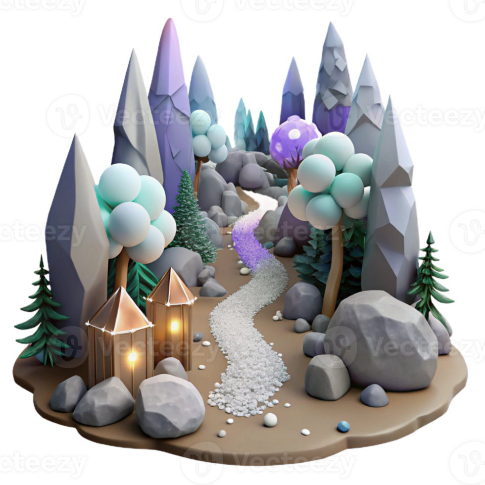 wonderful classic Foggy Forest Trail Scene Cutout for Adventure Designs original png