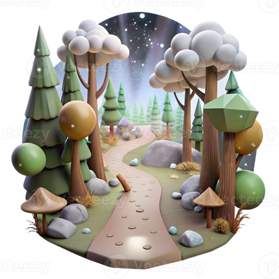 dramatic modern Foggy Forest Trail with Trees Cutout for Adventure Scenes detailed png