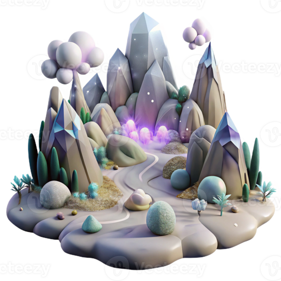 wonderful minimalist Foggy Valley Landscape Isolated for Scenic Art premium png