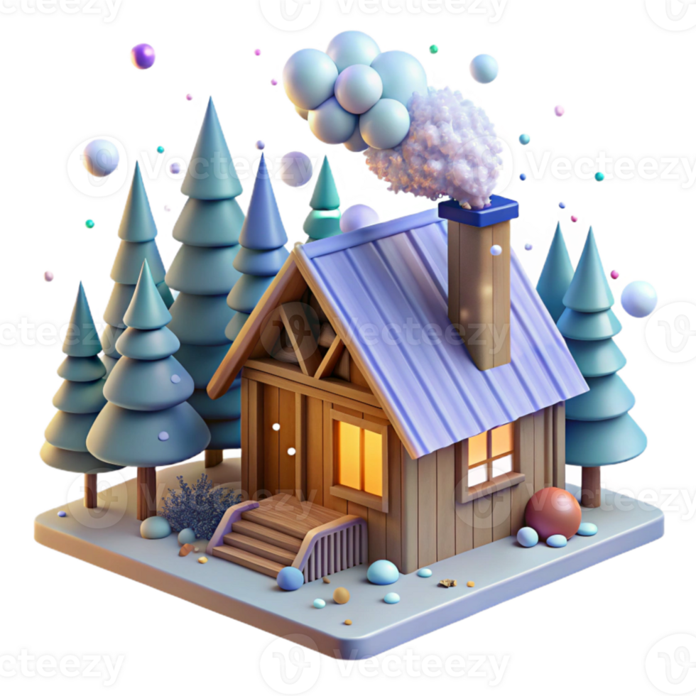 elegant rustic Forest Cabin Smoke Chimney Transparent for Cozy Illustrations high quality png