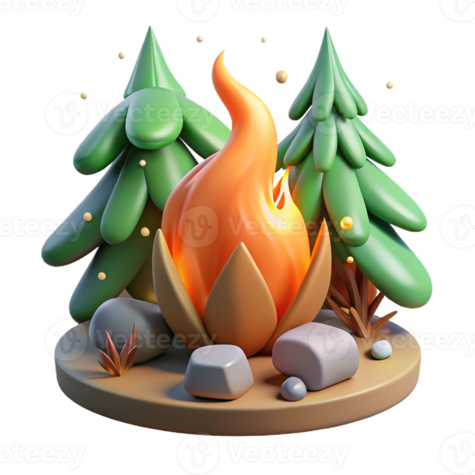 impressive minimalist Forest Campfire Flames Cutout for Camping Illustrations high resolution png