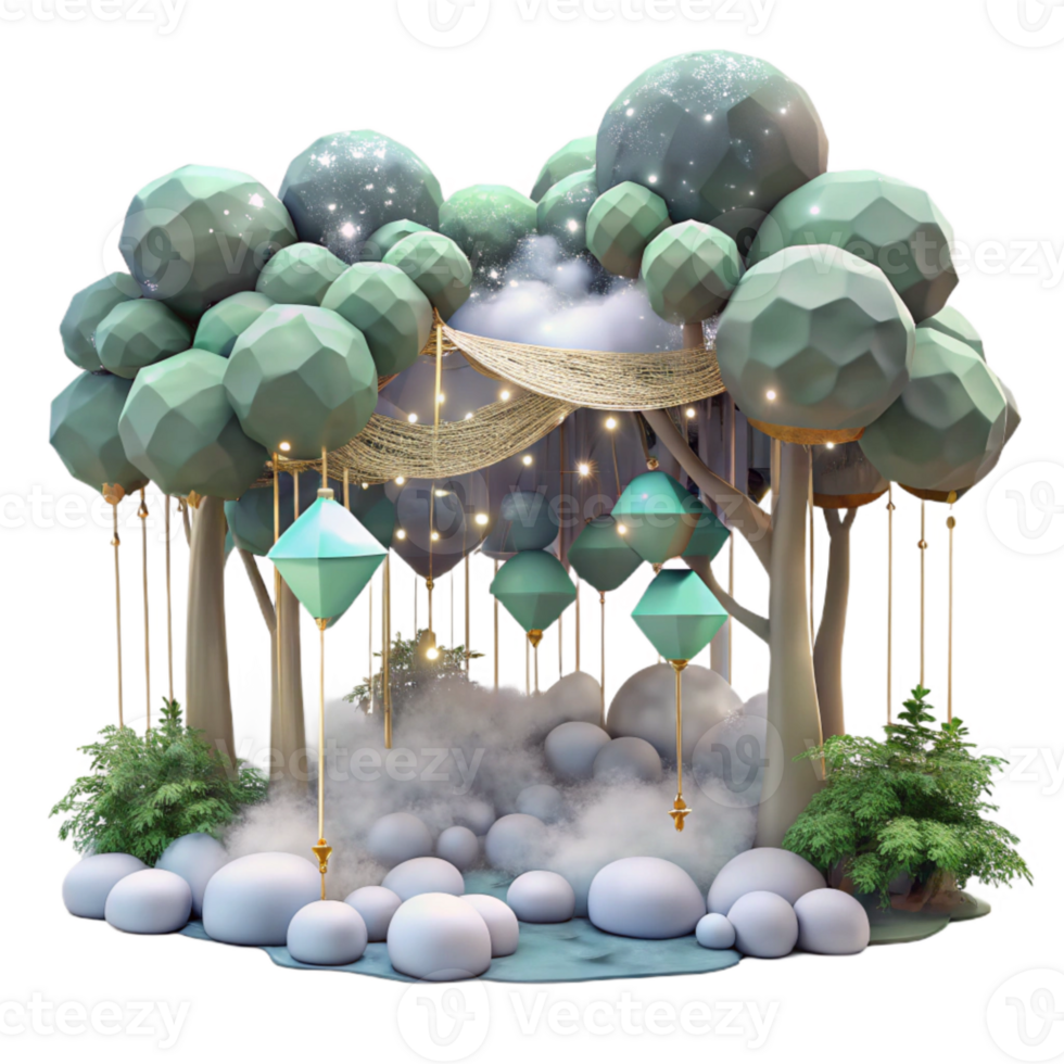 magnificent artistic Forest Canopy Misty Atmosphere Isolated authentic png