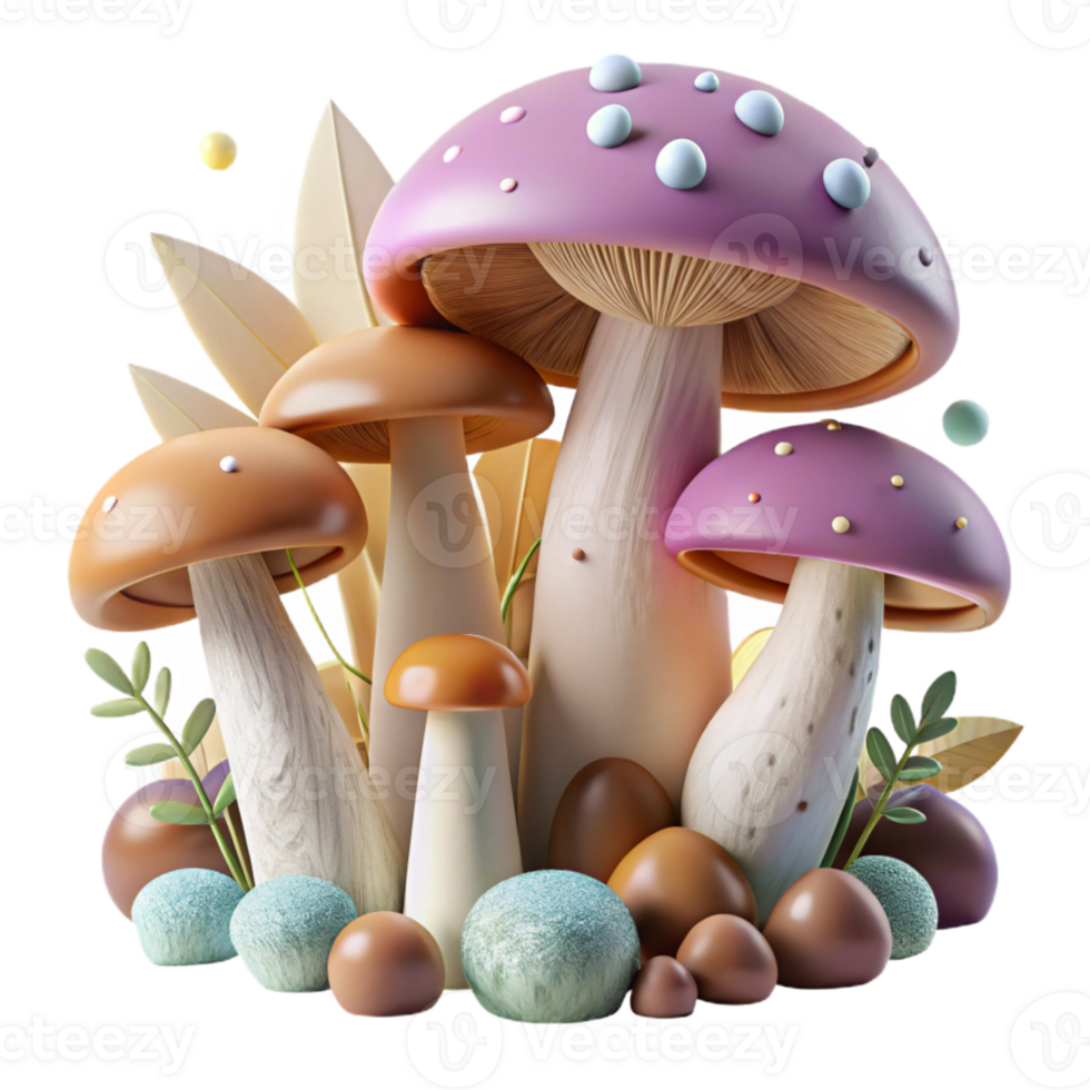 extraordinary artistic Forest Mushroom Group Cutout for Fungi Illustrations premium png
