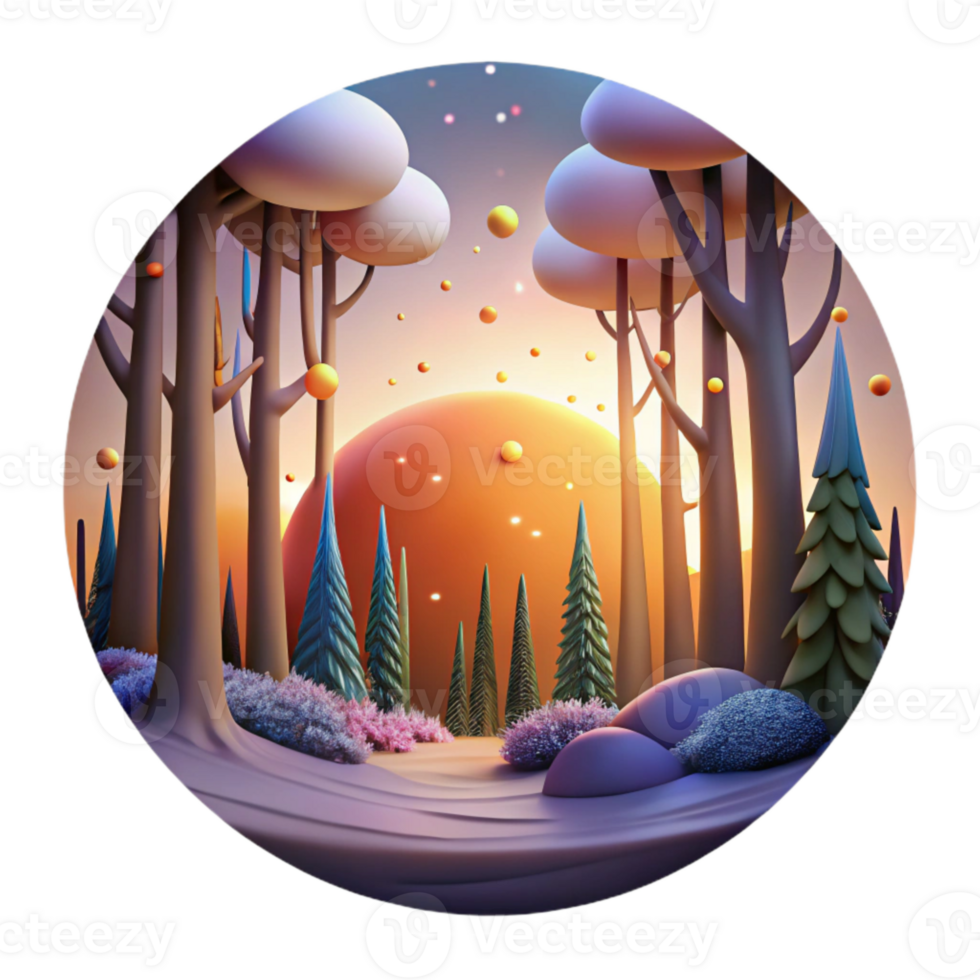 wonderful rustic Forest Sunset Through Trees Isolated for Scenic Art high quality png